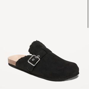 Black Faux-Suede Sherpa-Lined Clog NWT